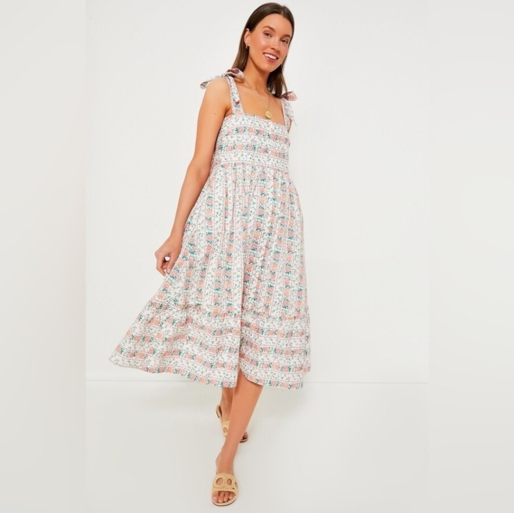 Tuckernuck, Hyacinth House Floral Lupine Bow Square Neck Midi Dress